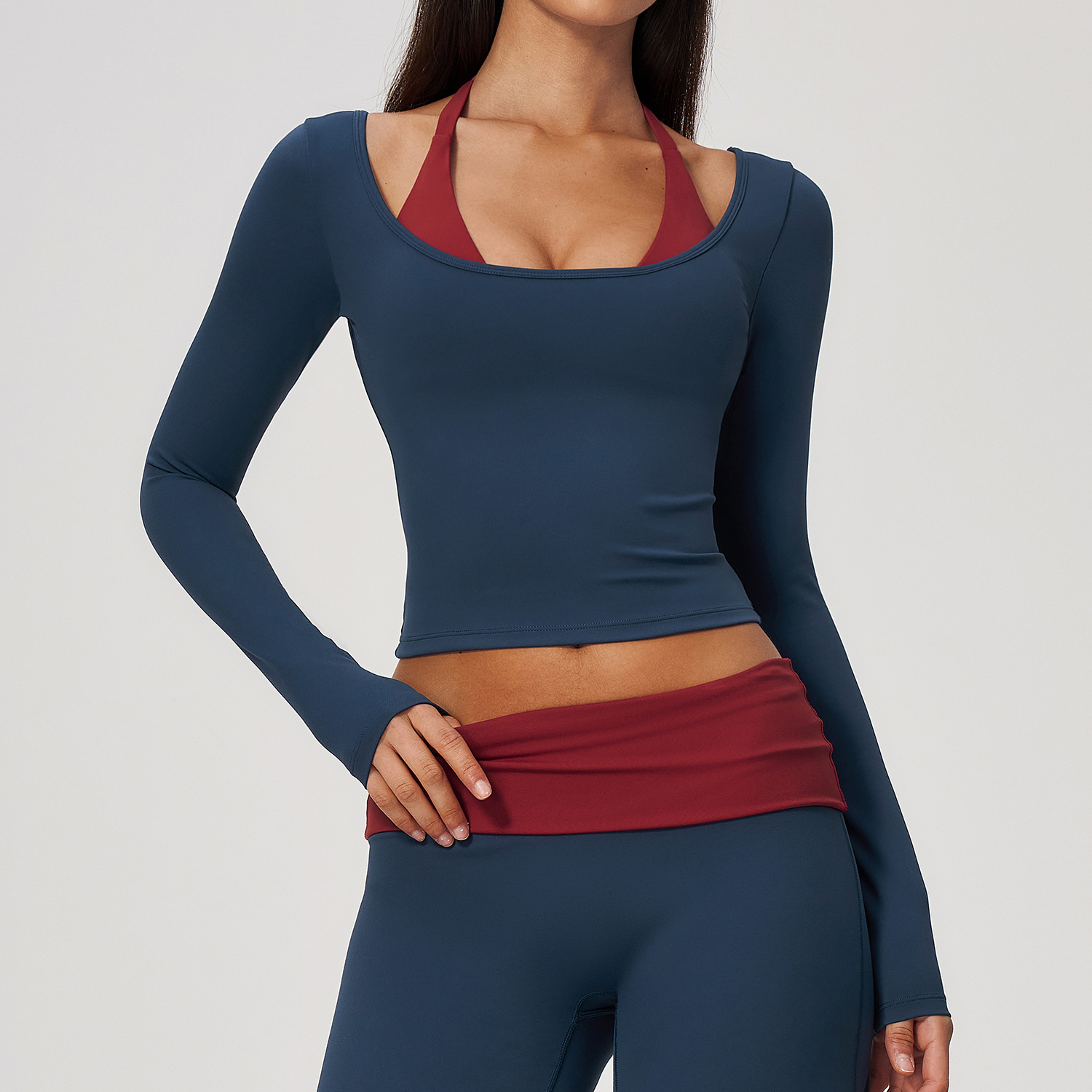 Crop Top Crochet - Camiseta de Yoga 2 em 1