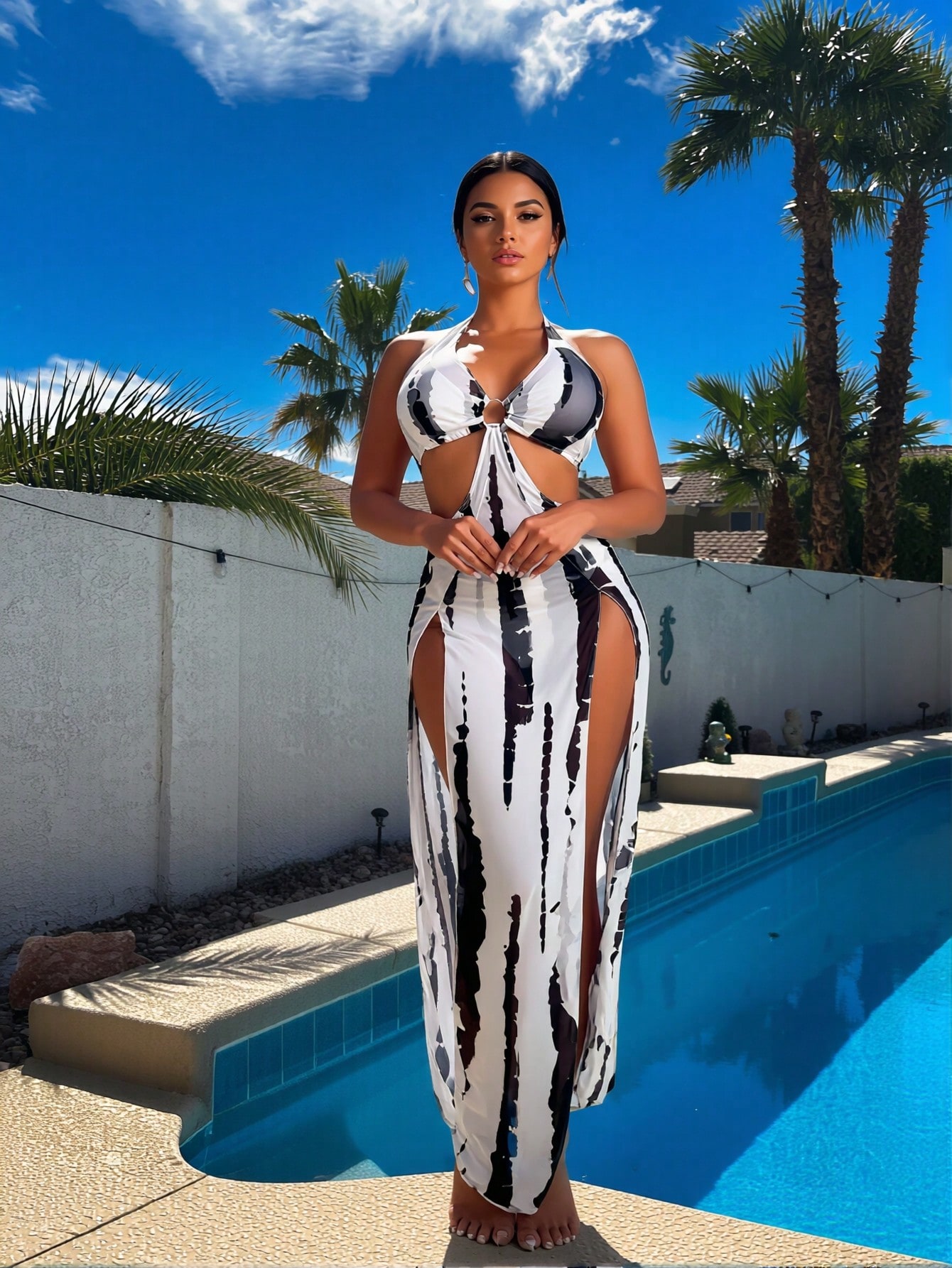 Maxi Dress Halter - Novo Conjunto de Biquíni Tie Dye