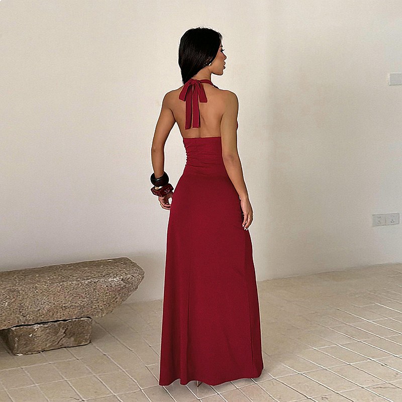 Vestido de Noite Elegante com  - Maxi Dress Halter avaliação e preço