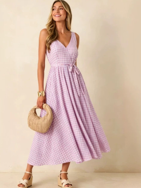 Vestido Tubinho Casual Feminin - Linen Dress Wrap avaliação e preço