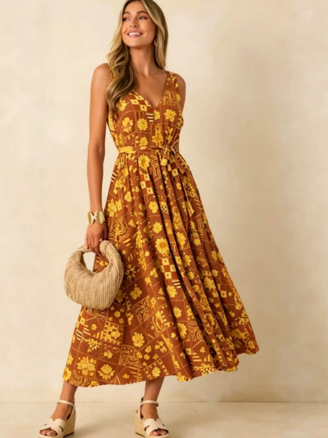 Vestido Tubinho Casual Feminin - Linen Dress Wrap avaliação e preço