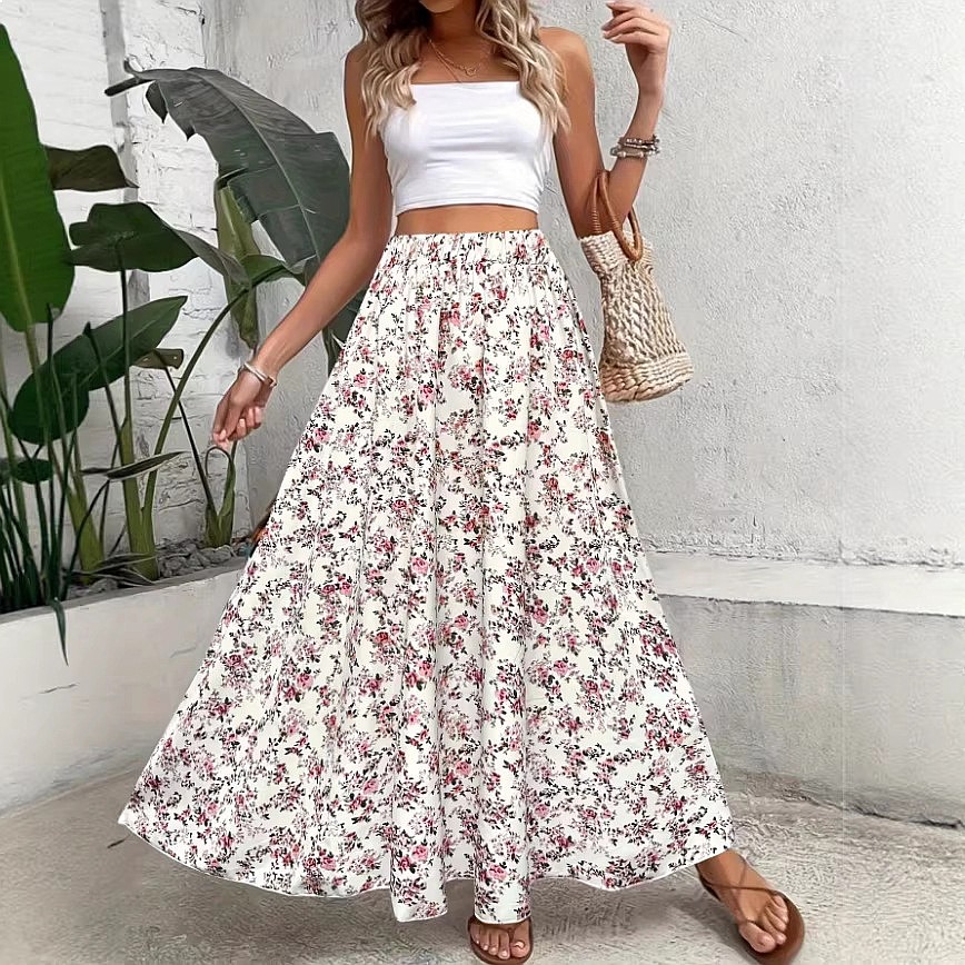 Saia Midi Boêmia com Estampa F - Midi Skirt Floral avaliação e preço