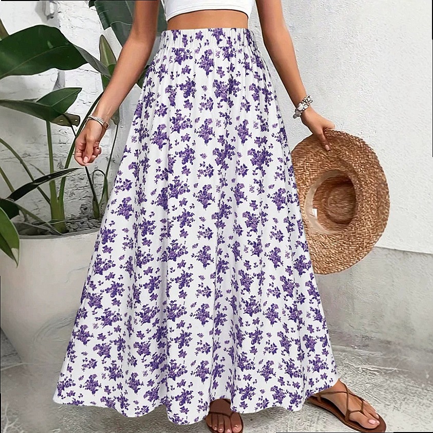 Saia Midi Boêmia com Estampa F - Midi Skirt Floral avaliação e preço