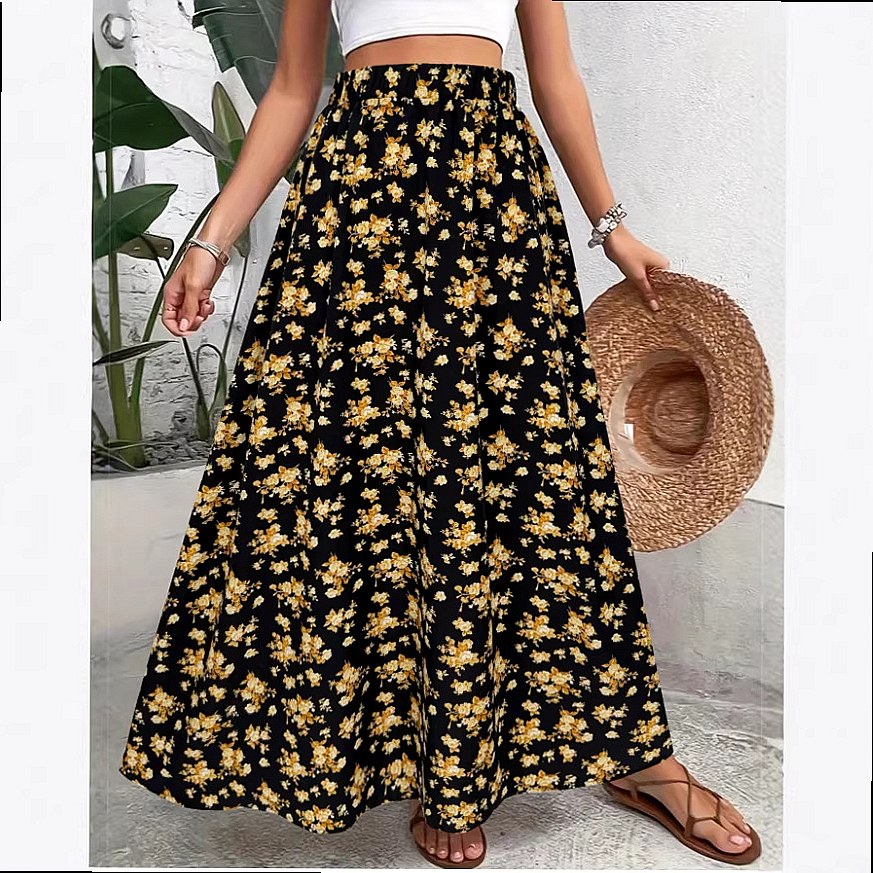 Saia Midi Boêmia com Estampa F - Midi Skirt Floral avaliação e preço